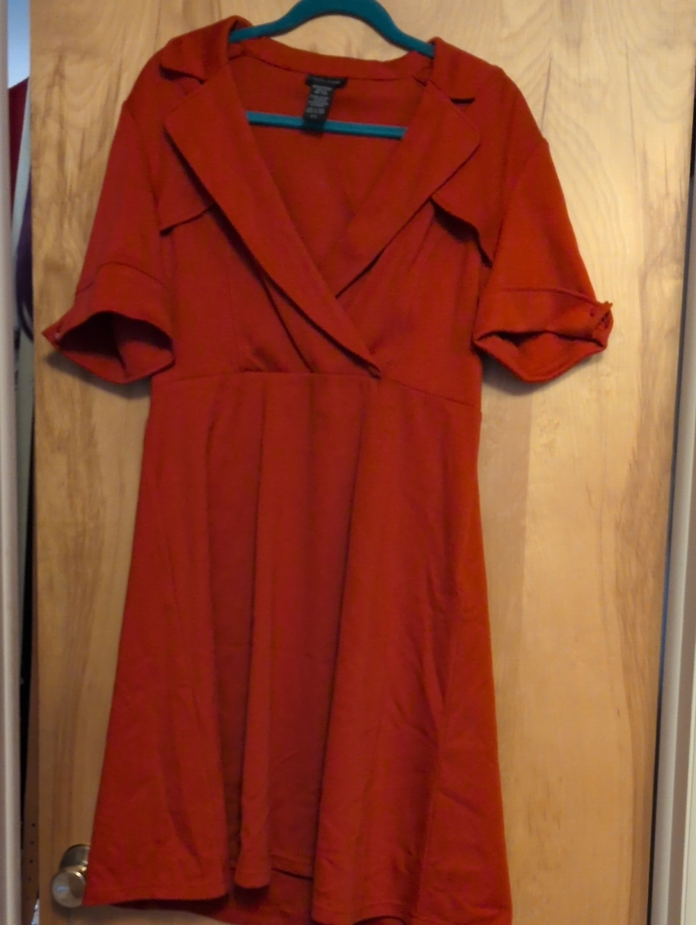 Retro Women's  Red V-Neck A-Line Dress